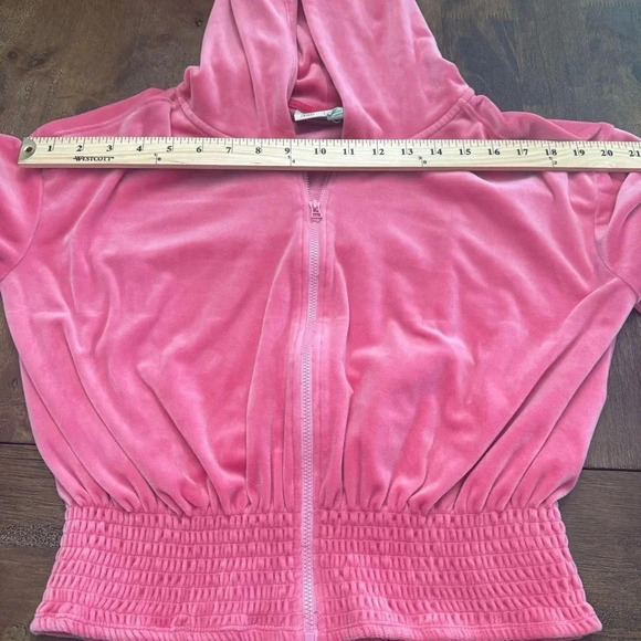 EUC Anthropologie Saturday Sunday Barbie pink velour zip-up hoodie. Small. - Picture 9 of 11